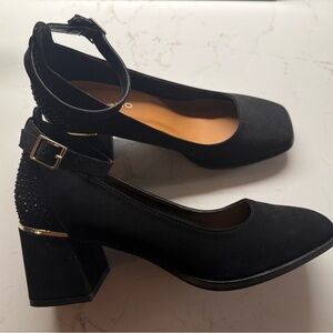 Black Women's Heels- Rhinestone Heel